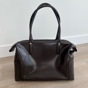 Vintage Dark Chocolate Leather shoulder Bag - Structured Women’s Handbag